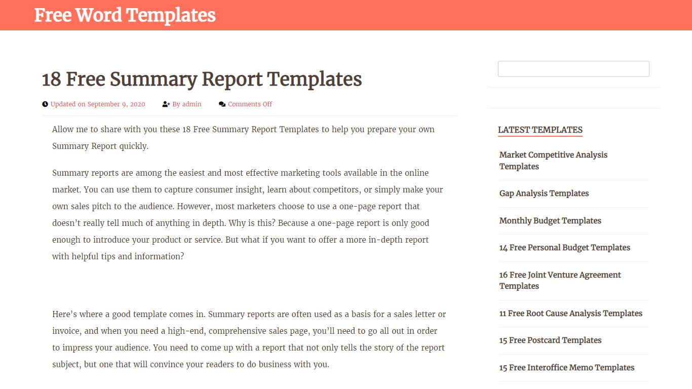 18 Free Summary Report Templates - Free Word Templates